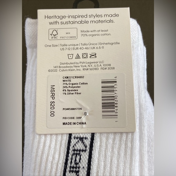Calvin Klein Men’s Reimagined Heritage Cushion Crew 3 Pairs White - Picture 5 of 8